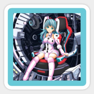 Anime Girl in Macha Cockpit Sticker